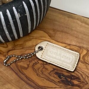 Coach‎ Hangtag Keychain Unisex Ivory OS Leather Replacement Charm Classic 2"